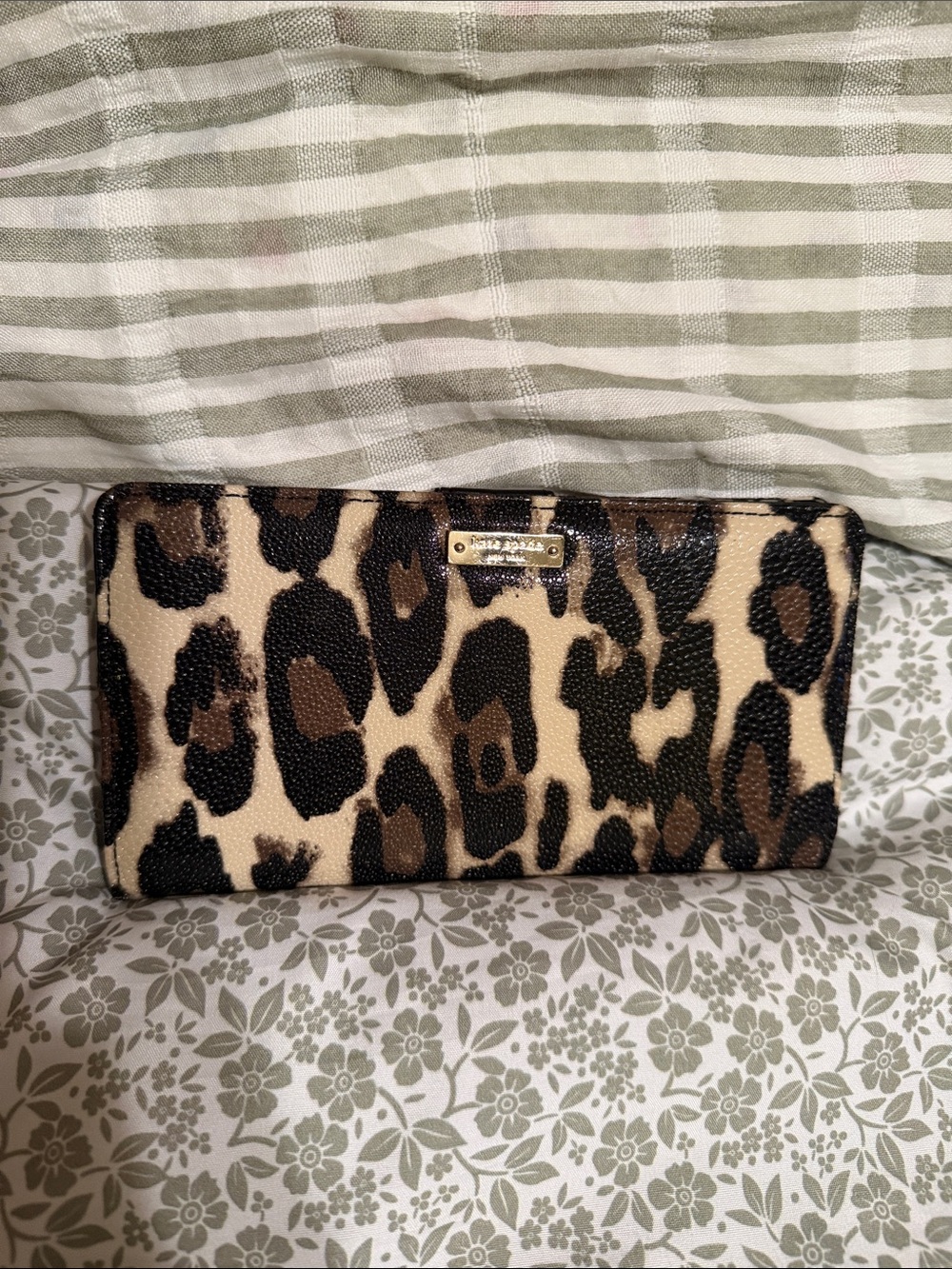 kate spade Leopard Print Zip-Around Wallet in Beige, Brown & Black